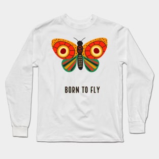 Whimsical Butterfly Adventure: Born to Fly Tribal Design for Toddlers and Travelers Long Sleeve T-Shirt